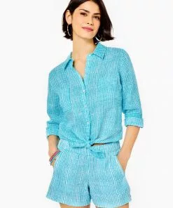 Lilly Pulitzer Tops Sea View Button Down Top (Along The Same Line)