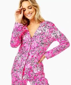 Lilly Pulitzer PJ Knit Button-Up (Purposefully Pink)