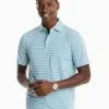 Southern Tide Breeze Shores Stripe Perforated Polo (Turquoise Mist) Tops 2 Southern Tide Breeze Shores Stripe Perforated Polo (Turquoise Mist) Tops