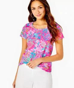 Lilly Pulitzer Etta Scoop Neck Top (Pink Isle Shell Me Something Good)