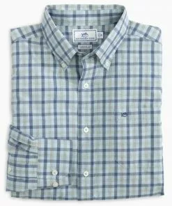Southern Tide Chatsworth Check Heather Sports Shirt (Aquamarine) Tops