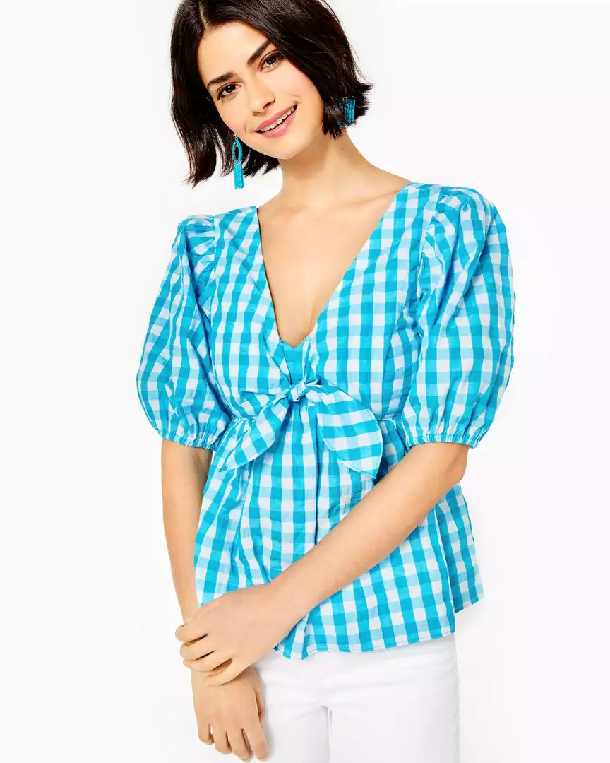 Lilly Pulitzer Tops Sarafina Short Sleeve (Crinkle Gingham) 3 Lilly Pulitzer Tops Sarafina Short Sleeve (Crinkle Gingham)