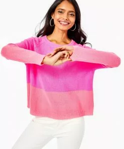 Lilly Pulitzer Tops Kinnik Cashmere Sweater (Plumeria Pink)