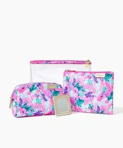 Lilly Pulitzer Astwood Pouch Set (Plumeria Pink)
