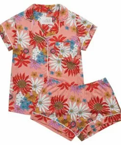 The Cat's Pajamas Gifts For Her Pima Knit Short Set (Here Comes The Sun)