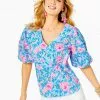 Lilly Pulitzer Tops Ivee Top (Bondi Blue My Little Peony)