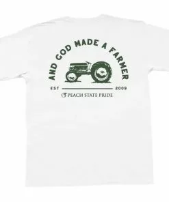 Peach State Pride And God Made A Farmer Short Sleeve Pocket Tee (White) Tops