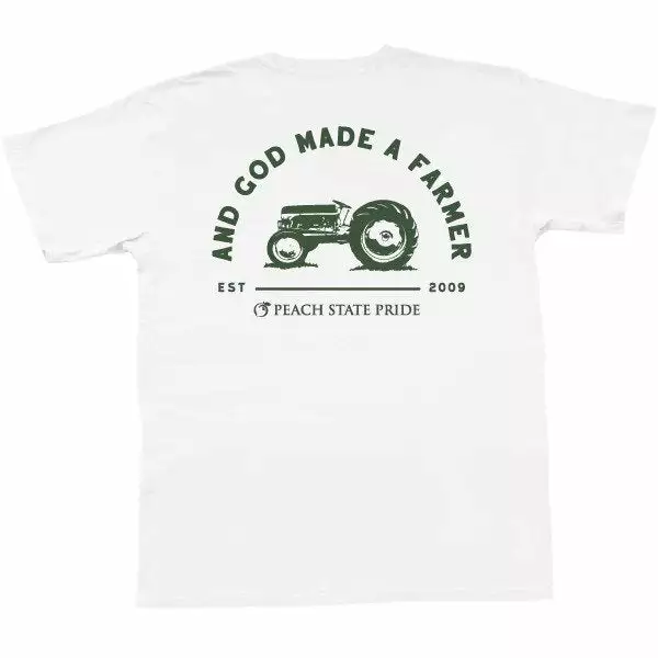 Peach State Pride And God Made A Farmer Short Sleeve Pocket Tee (White) Tops 3 Peach State Pride And God Made A Farmer Short Sleeve Pocket Tee (White) Tops