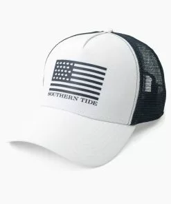 Southern Tide Flag Perf Trucker Hat (White) Accessories