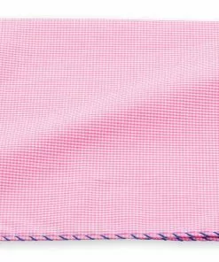 R. Hanauer Pink & Blue Gingham Whipstitch Pocket Square