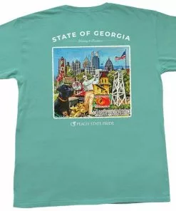Peach State Pride Tops Georgia Montage Short Sleeve Tee (Seafoam)