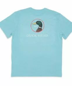 Duckhead Tops Logo Short Sleeve T-Shirt (Surf Blue Heather)