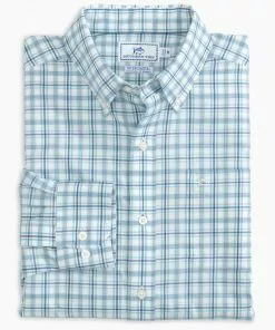 Southern Tide Tops Ponderosa Plaid Sportshirt (Aquamarine)