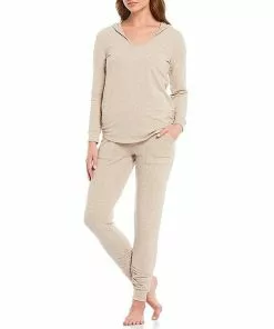 Barefoot Dreams Gifts For Her Luxe Lounge Scrunch Hoodie (Heathered Oatmeal)