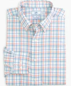 Southern Tide Hartford Plaid Intercoastal Performance Sport Shirt (Sun Baked Sand)