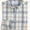 Southern Tide Stockton Plaid Intercostal Performance Sport Shirt (Heather Blue Sapphire) Tops