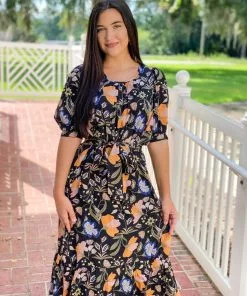 Olivia James The Label Dresses Molly Dress (Black Fall Floral)