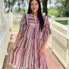 Uncle Frank Multi Stripe Tiered Dress (Multi) Dresses