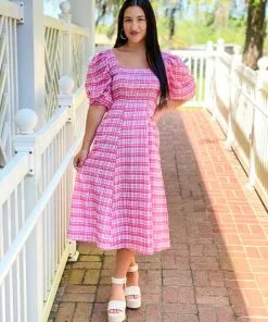 Olivia James The Label Bridget Dress (Country Plaid Pink) Dresses