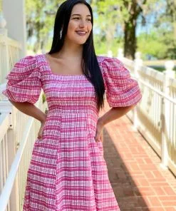 Olivia James The Label Bridget Dress (Country Plaid Pink) Dresses