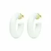Sheila Fajl Painted Small Chantal Hoops (White) Jewelry