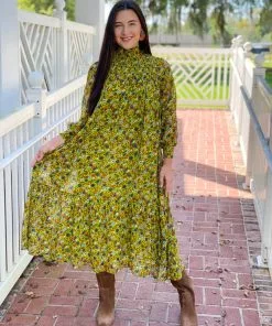 Olivia James The Label Piper Dress (Liberty Celery)