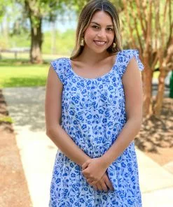 Olivia James The Label Milly Dress (Picnic Floral Blueberry)