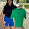 OO Boutique High Neck Fine Knit Top (Green) Tops