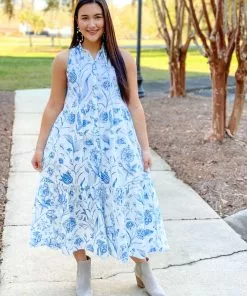 Olivia James The Label Dresses Ro Long Dress (Toile Sky)