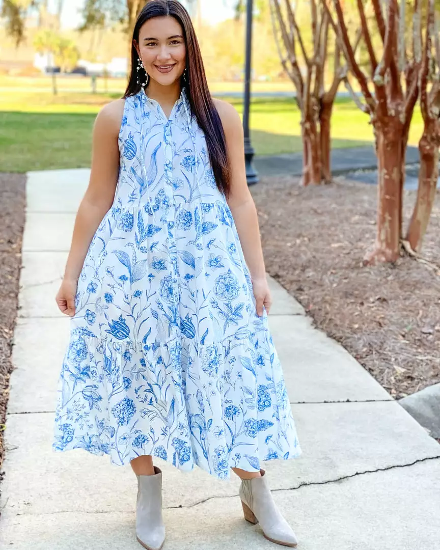 Olivia James The Label Dresses Ro Long Dress (Toile Sky) 4 Olivia James The Label Dresses Ro Long Dress (Toile Sky)