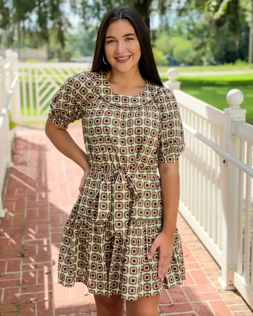 Olivia James The Label Dresses Anna Dress (Olive Mini Geo) 4 Olivia James The Label Dresses Anna Dress (Olive Mini Geo)