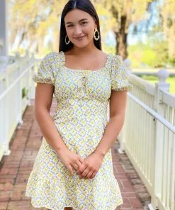 OO Boutique Dresses Bustier Dress (Daisy Print)