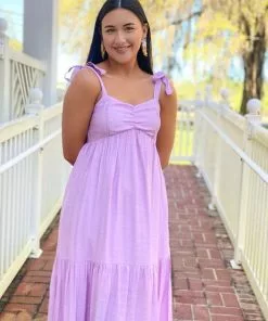 OO Boutique Dresses Bustier Maxi Dress (Lilac)