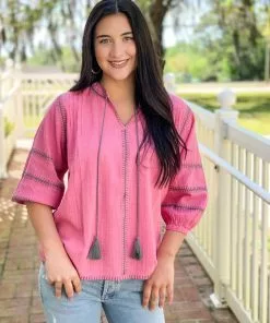 Ivy Jane Tops Stitch Me Up Top (Pink)