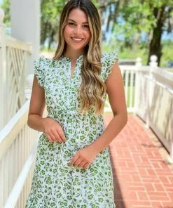 Olivia James The Label Dresses Delia Dress (Picnic Floral Lime)