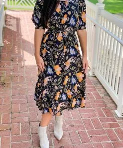 Olivia James The Label Dresses Molly Dress (Black Fall Floral)