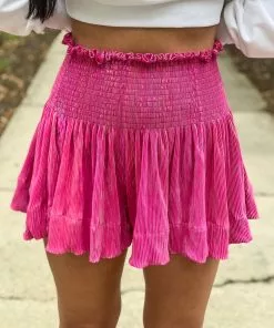 Queen Of Sparkles Bottoms Pleat Swing Short (Hot Pink)