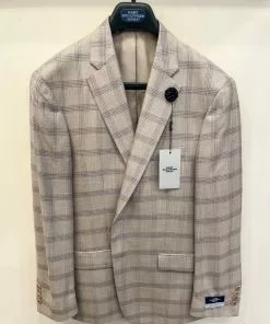 Hart Schaffner Marx Dresswear Sports Coat (Tan/Blue Plaid)