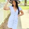 OO Boutique Dresses Denim Mini Dress (White)