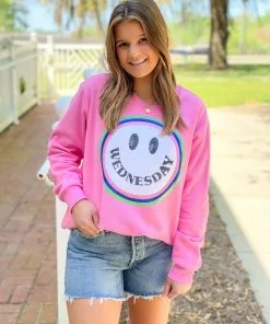 Queen Of Sparkles Tops Wednesday Smiley Sweatshirt