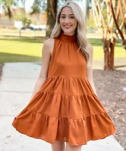 TCEC Multi Tiered Sleeveless Dress (Camel)