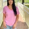 Dylan Cotton-Linen Bella Blouse (Raspberry Pink) Tops