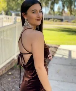 Amanda Uprichard Jasalina Mini Dress (Cocoa) Dresses