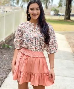 OO Boutique Lace Trim Blouse (Floral Eyelet)