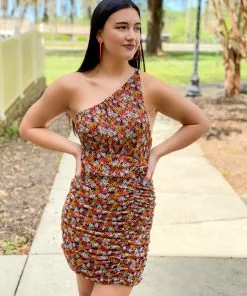 OO Boutique Asymmetrical Mini Dress (Floral Daisy)