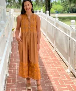 Uncle Frank Dresses Fun In The Sunflowers Romper (Copper)