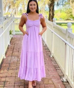 OO Boutique Dresses Bustier Maxi Dress (Lilac)