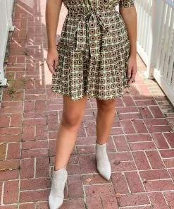 Olivia James The Label Dresses Anna Dress (Olive Mini Geo) 7 Olivia James The Label Dresses Anna Dress (Olive Mini Geo)