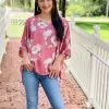 OO Boutique Satin Floral V-Neck Oversized Top (Mauve/Taupe) 1 OO Boutique Satin Floral V-Neck Oversized Top (Mauve/Taupe)