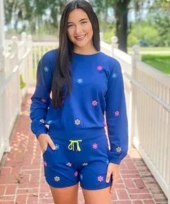 Lilly Pulitzer Landyn Sweatshirt (Ditsy Daisy Embroidery) Tops